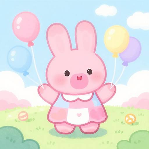 Playful Bubblegum-Pink Bunny Character