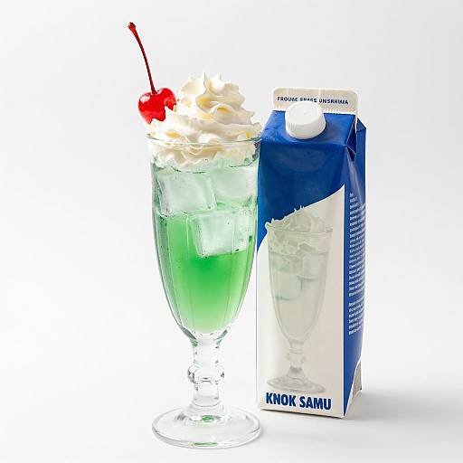 Vibrant Green Ice Cube Beverage Scene