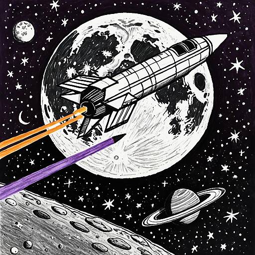 Wistful Kids' Crayon Rocket in Space