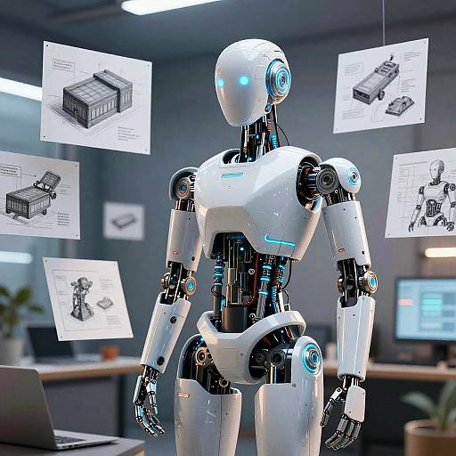 Futuristic AI Art Robot Studio