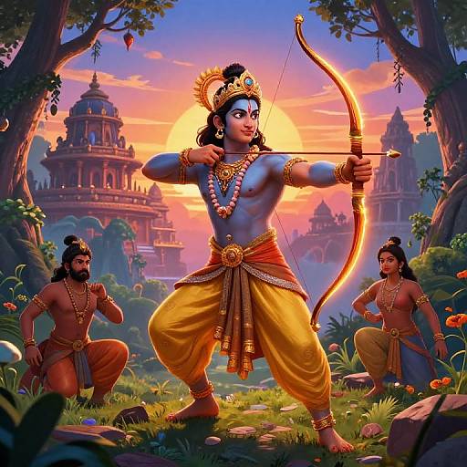 Ramayana Epic with Glowing Bow