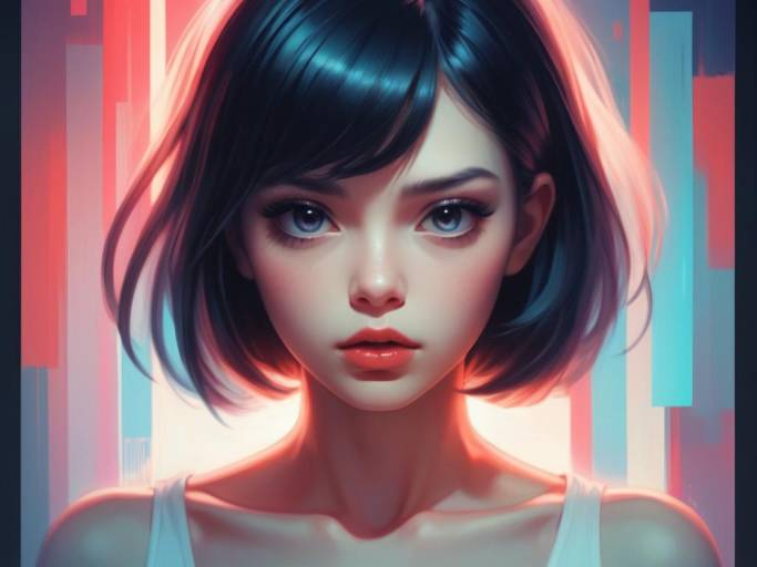 Beautiful Nervous Girl Portrait Art