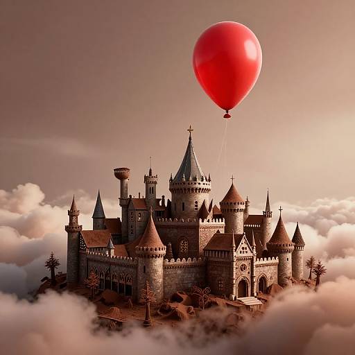 Medieval Kingdom Lifted by Red Balloon
