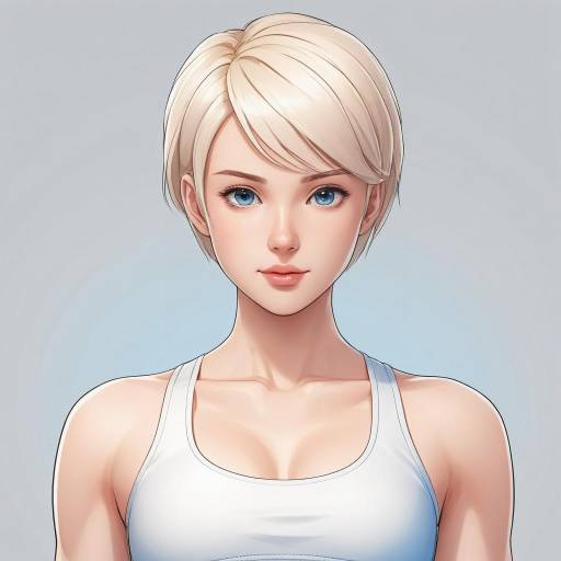 Confident Young Woman in Anime Style