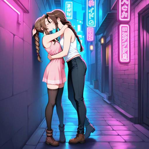 Bashful Aerith in Neon Alley
