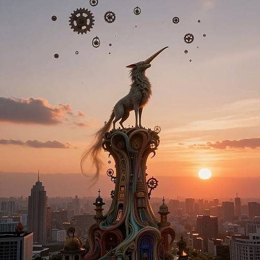 Surreal Dreamscape with Mythical Creature