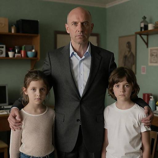 Family Portrait in a Dimly Lit Room