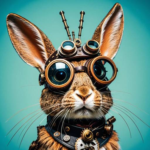 Steampunk Rabbit with Mechanical Goggles