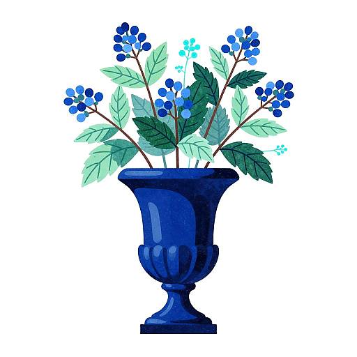 Modern Abstract Navy Blue Urn Still-Life