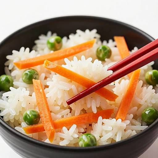 Colorful Rice Bowl with Chopsticks