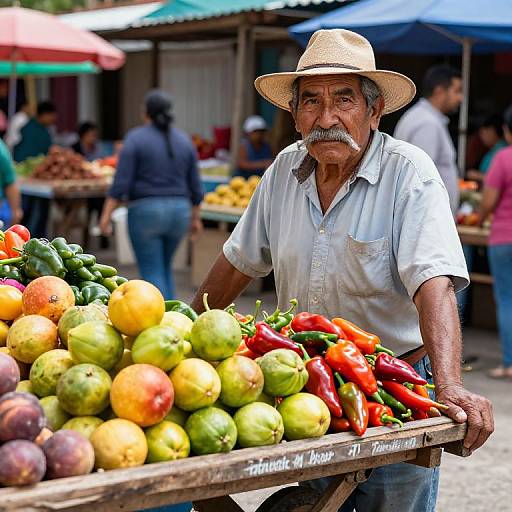 Old Mexican Man at Market Cart