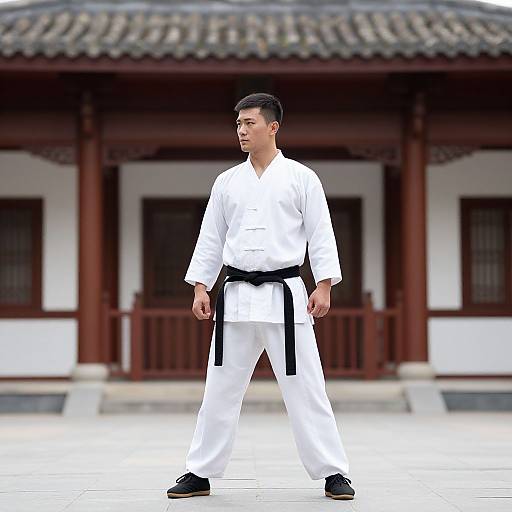 Wushu Sanda Fighter in Traditional Attire