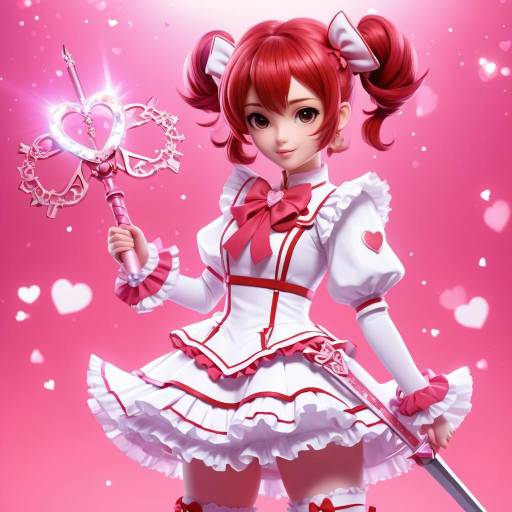 Anime Magical Girl with Heart Wand