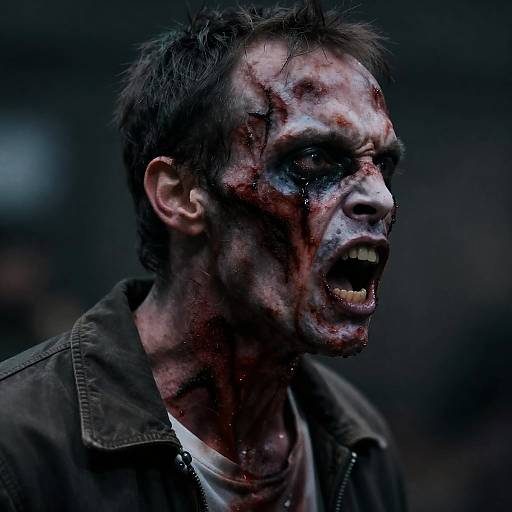 Fierce Male Zombie Close-Up Photograph