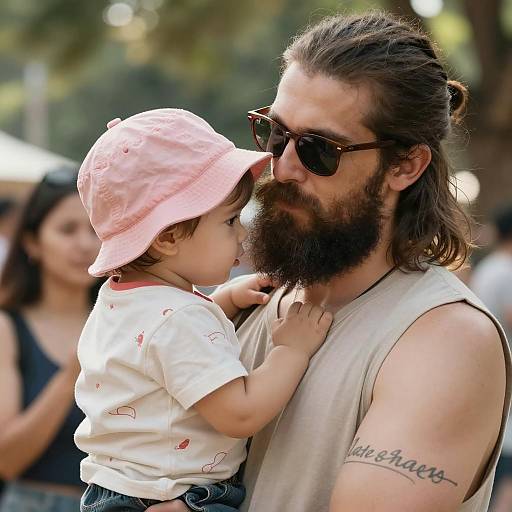 Sunlit Family Moment in Nature