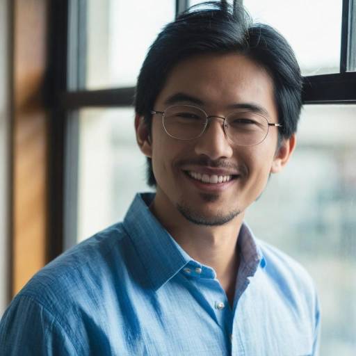 Smiling Young Asian Man with Glasses