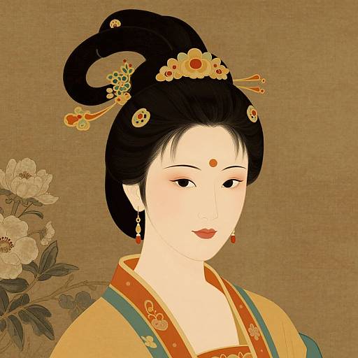 Abstract Chinese Woman with Accessories