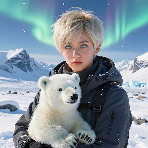 Arctic Explorer with Polar Bear Cub