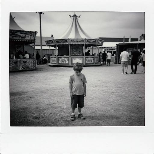 Lonely Child at War-Torn Funfair