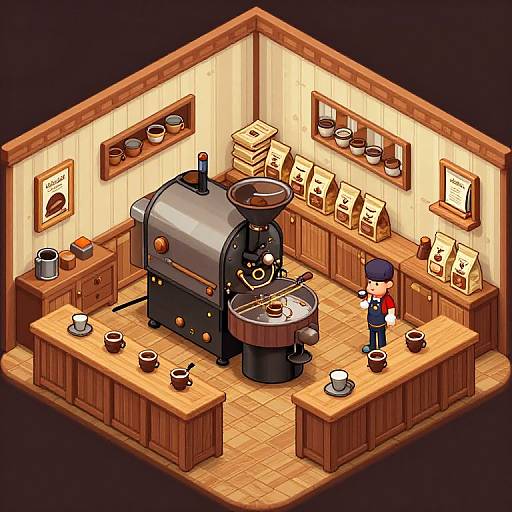 Isometric Coffee Roaster Workshop