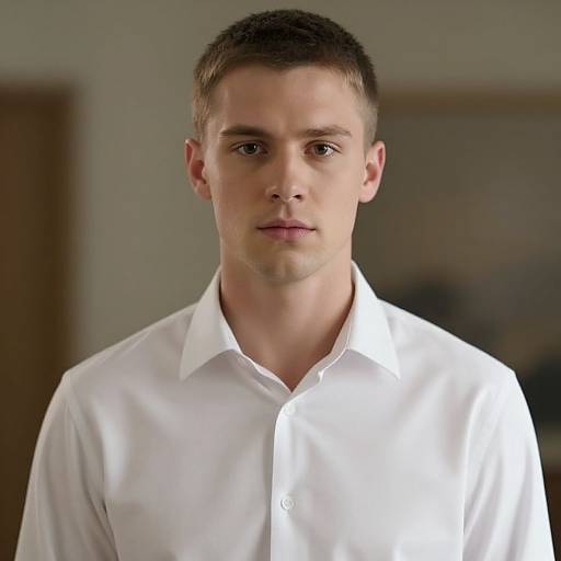 Realistic Male in White Shirt Portrait