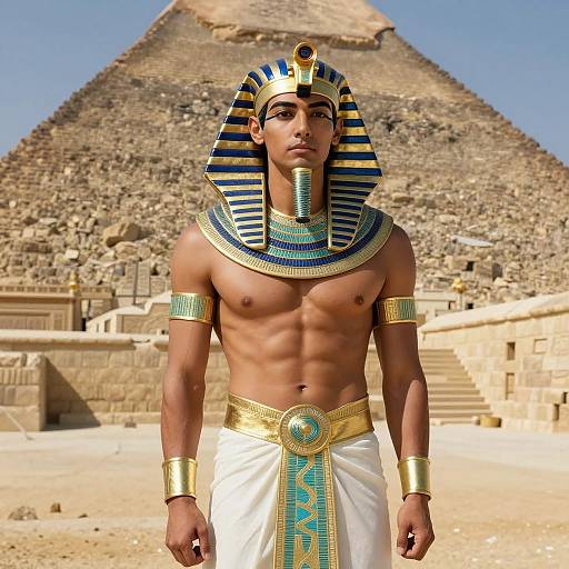 Man in Egyptian Pharaoh Costume by Pyramid