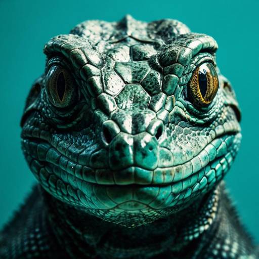 Hyperrealistic Close-Up of Tri-Eye Reptile Face