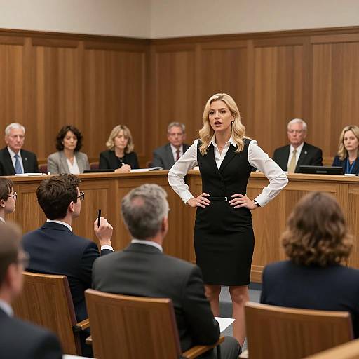 Blonde Woman Speaking in Courtroom