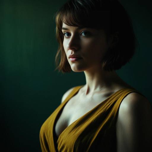 Moody Portrait of Woman in Mustard Dress