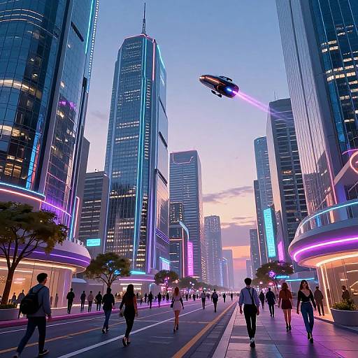 Futuristic Neon Cityscape at Dusk