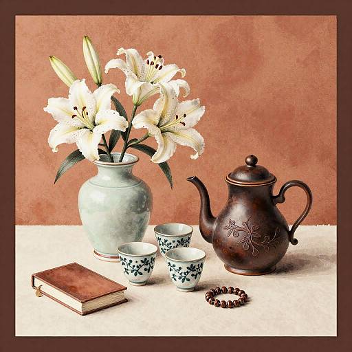 Cozy Ink Wash Still Life Composition