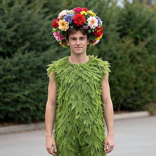 Man in Floral Plant Costume