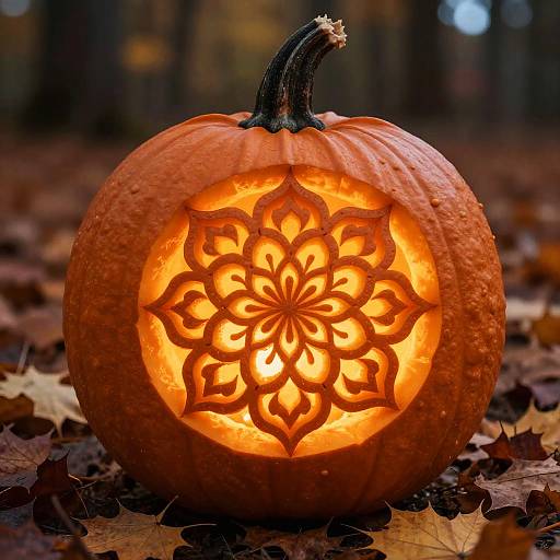 Realistic Floral Mandala Pumpkin Carving