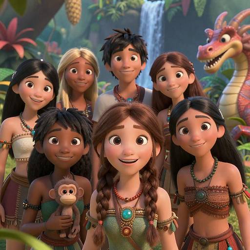 Vibrant CGI Portrait of Tangled Characters