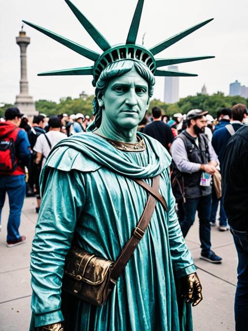 Man in Statue of Liberty Costume at Festival