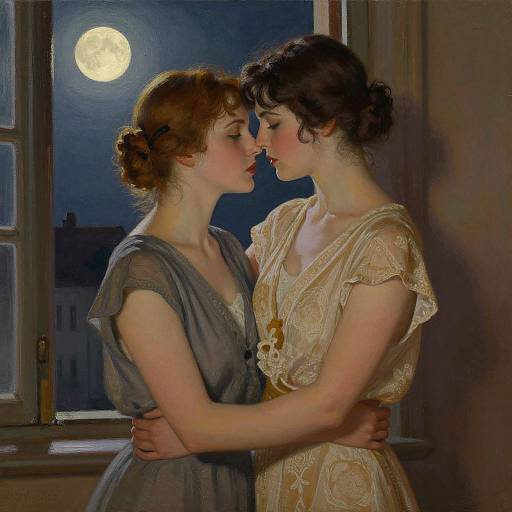 Vintage 1920s Lesbian Embrace Art