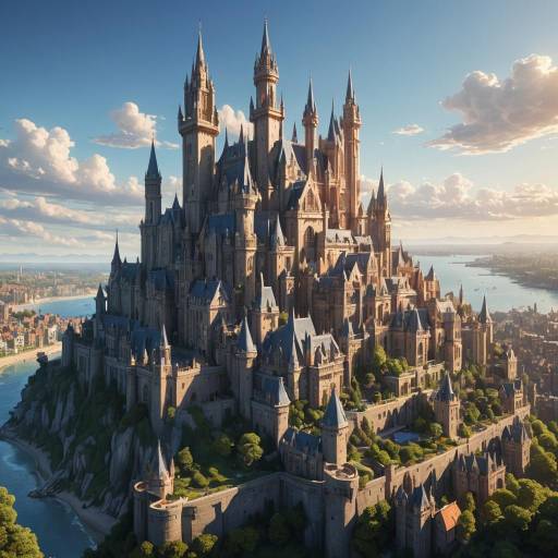 Mythical Castle Overlooking Sunny Seaside Mythical Castle Overlooking Sunny Seaside