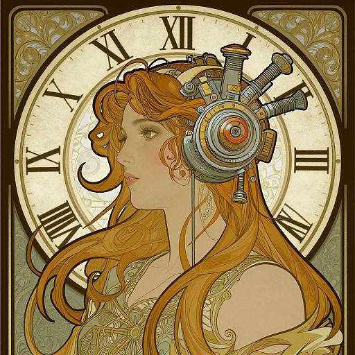 Art Nouveau Woman with Mechanical Headgear