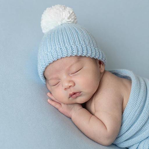 Peaceful Newborn on Light Blue Blanket