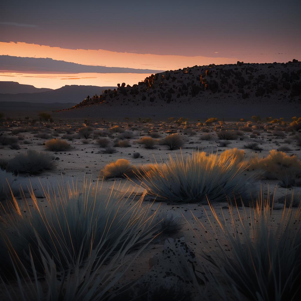 Twilight Cactus Wasteland Landscape