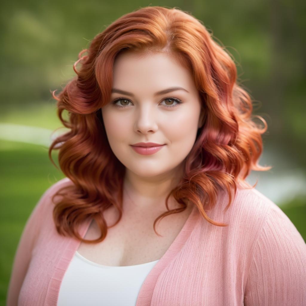 Curvy Woman in Pink Cardigan