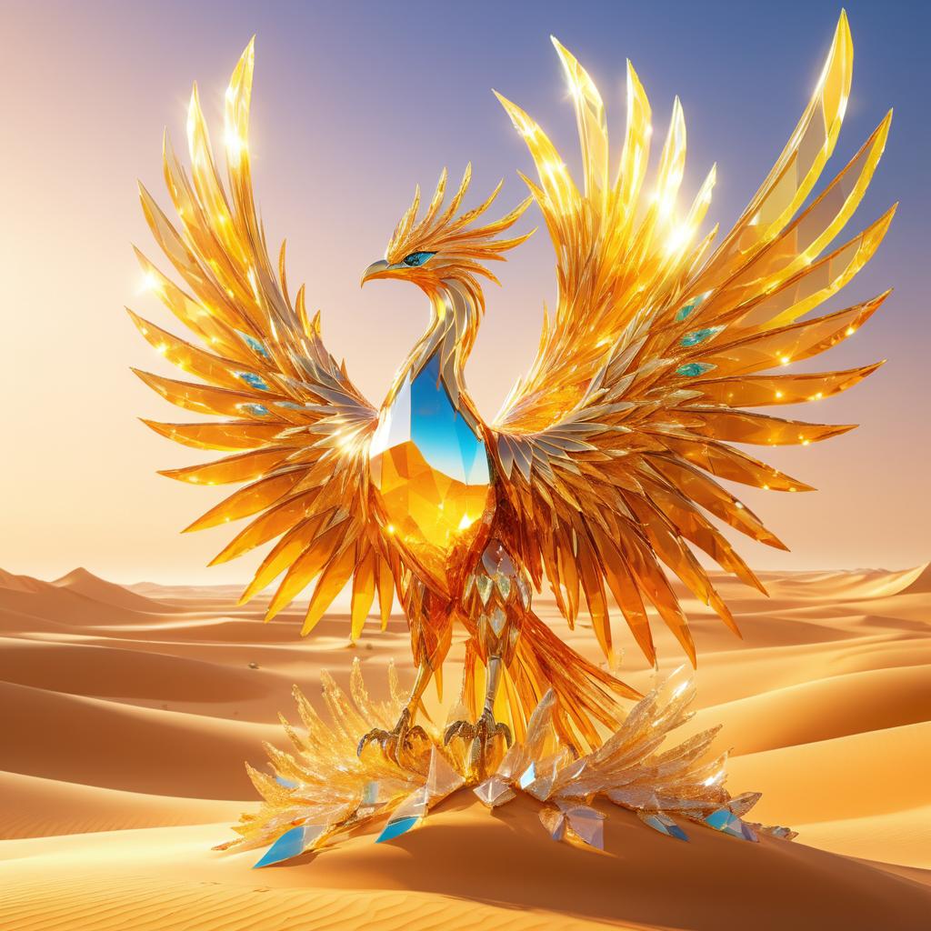 Majestic Crystal Phoenix in Mystical Sahara