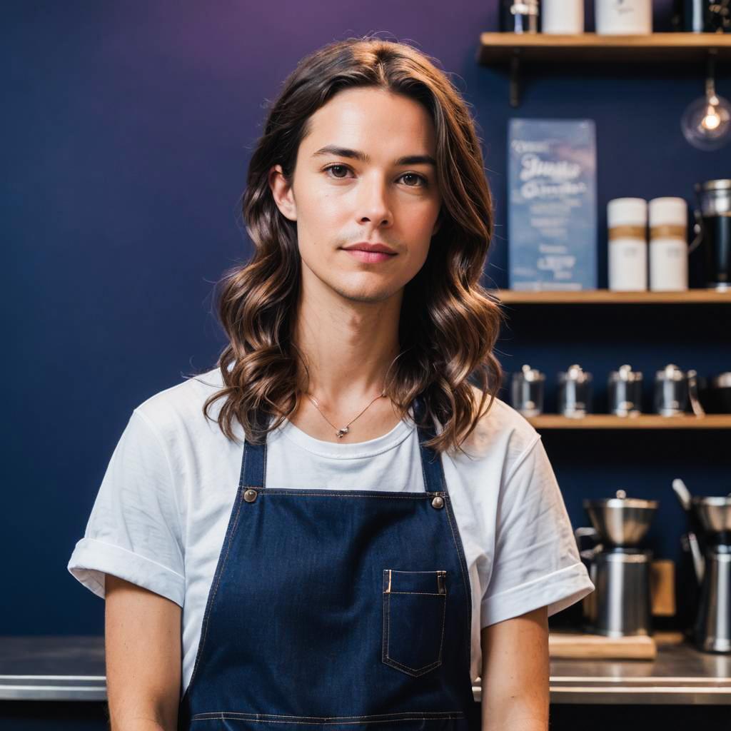 Stylish Barista in Modern Studio Setting