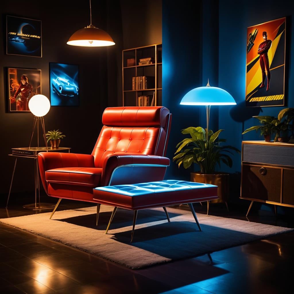 Futuristic Retro Furniture Superhero Scene