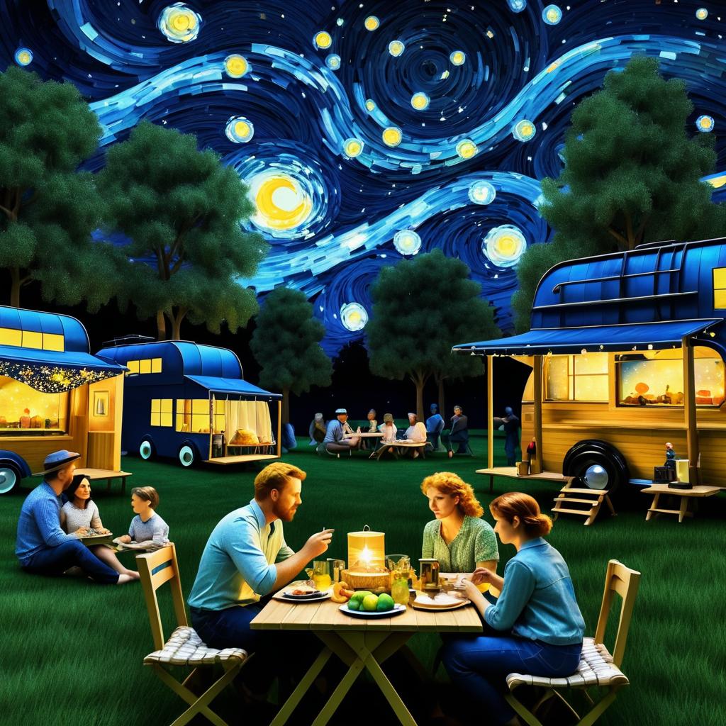 Modern Picnic Under Van Gogh's Stars