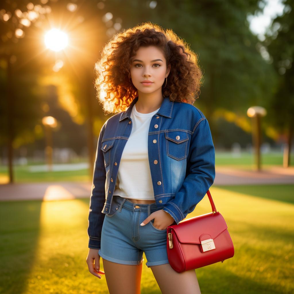 Stylish Teen Girl in Golden Hour Glow