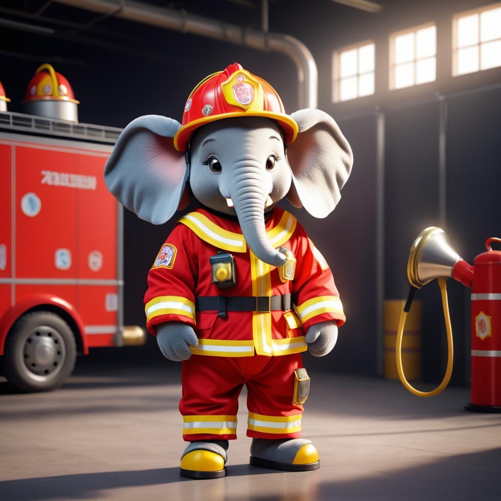 Adorable Fireman Elephant in Action