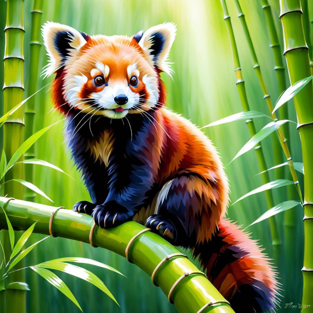 Whimsical Red Panda in Impressionist Style