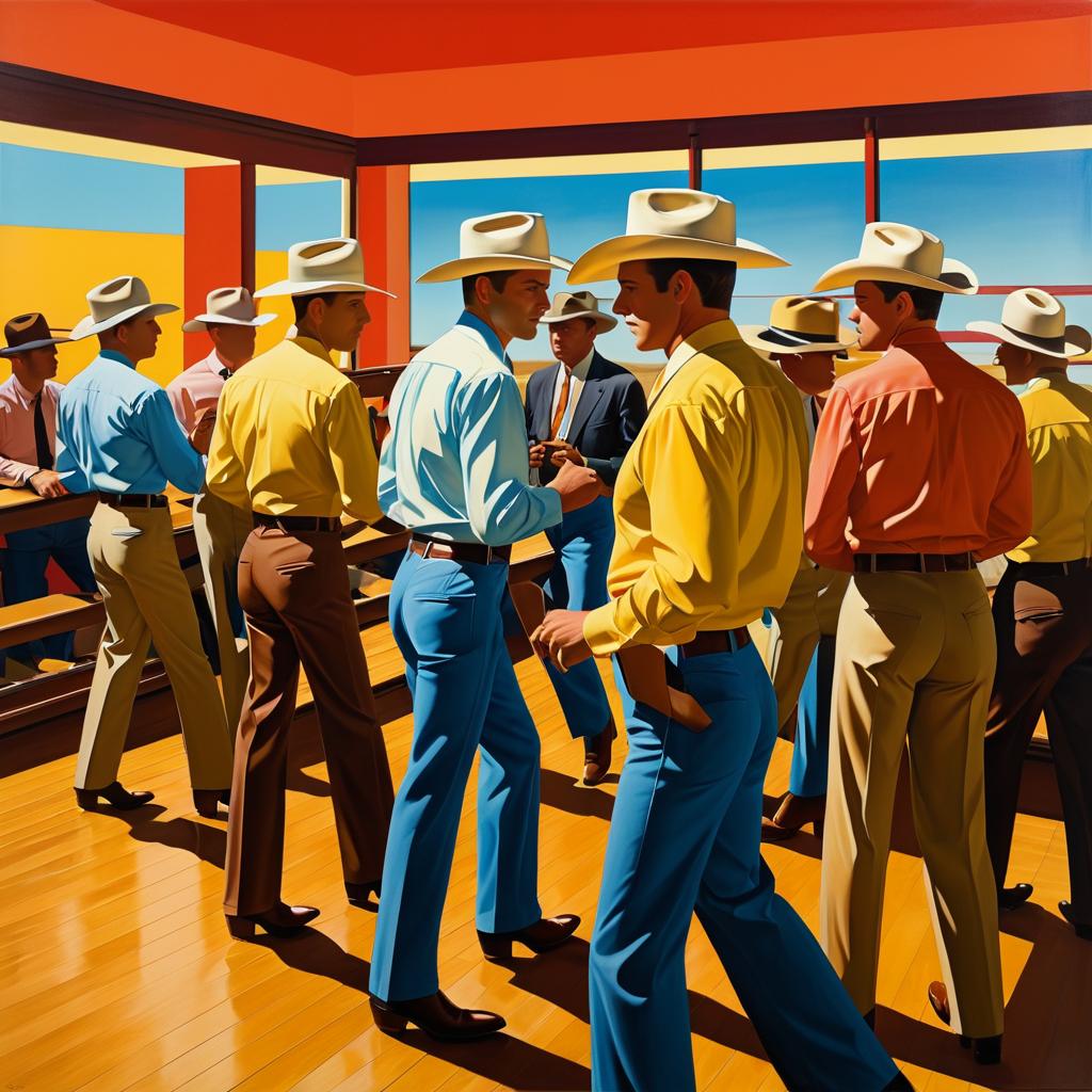 Retro Cowboys Dance in Pop-Art Style