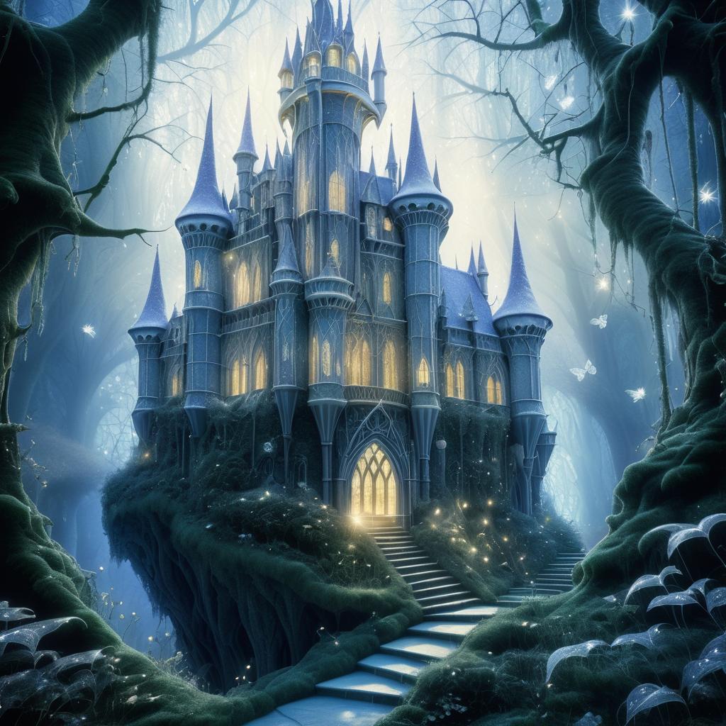 Enchanted Castle in a Mystical Forest